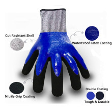 Revêtement de nitrile protecteur double maximum Couper les gants de niveau 5 contre les risques mécaniques